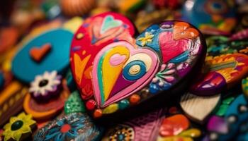 färgrik souvenir dekoration, symbol av kärlek och kristendomen genererad förbi ai foto