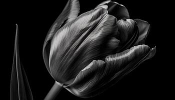 svartvit tulpan, skönhet i natur elegans genererad förbi ai foto