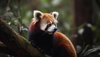 söt lemurer och pandor sitta i skog genererad förbi ai foto