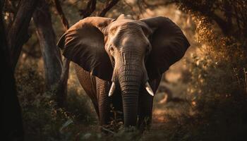 ung elefant kalv gående i tropisk vildmark genererad förbi ai foto