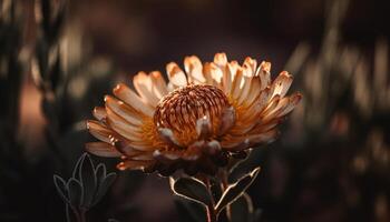 gul daisy i äng, skönhet i natur genererad förbi ai foto