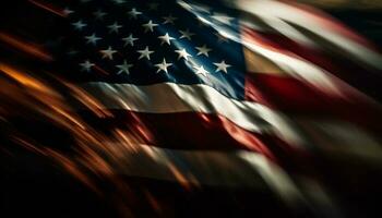 frihet vinka i patriotisk firande, amerikan stolthet lyser genererad förbi ai foto