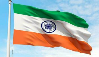 vinka indisk flagga symboliserar stolthet, patriotism, och oberoende firande genererad förbi ai foto