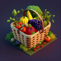 friska och vegetarian mat i korg färgrik ,generativ ai foto