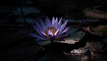 lugn vatten trädgård ställer ut skönhet i natur med lotus blomma genererad förbi ai foto