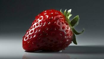 saftig mogen jordgubbe, en vibrerande sommar mellanmål för friska livsstilar genererad förbi ai foto