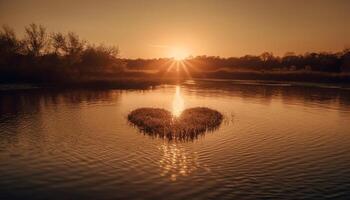 de hjärta formad reflexion symboliserar kärlek i natur lugn scen genererad förbi ai foto