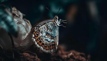 de ömtålig skönhet av en mång färgad fjäril vingar i makro genererad förbi ai foto