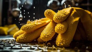 mogen citrus- frukt, en släppa av vatten, friskhet i natur genererad förbi ai foto