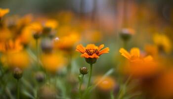 en vibrerande gul daisy blomma i en grön äng genererad förbi ai foto