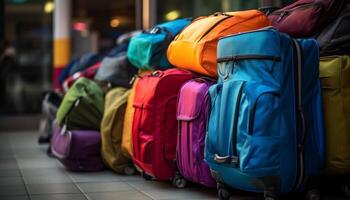 äventyr väntar med ryggsäckar och bagage för resa destinationer genererad förbi ai foto