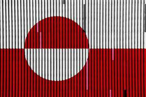 flagga av administrativ uppdelningar av Grönland på en texturerad bakgrund. begrepp collage. foto