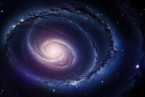 galax i en fri Plats. skön spiral galax i Plats med stjärnor, ai genererad foto