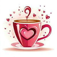 kopp av kaffe med hjärta. hjärtans dag, kaffe valentines dag ClipArt, ai genererad foto