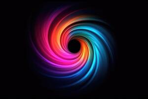 abstrakt kosmisk bakgrund med galax. runda virvel. topp se av tonado. färgrik rök spinning runt om de svart hål, generativ ai illustration foto