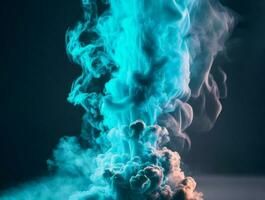 blå cigarett rök på mörk bakgrund, ai genererad foto