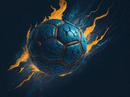 fotboll boll brand flamma flygande. ai genererad foto