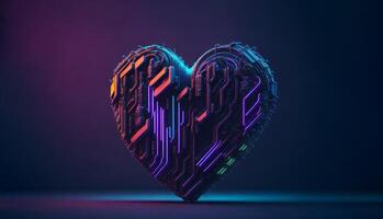 cyberpunk neon hjärta. ai genererad foto