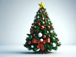 skön jul träd dekorerad med jul bollar, ai genererad foto
