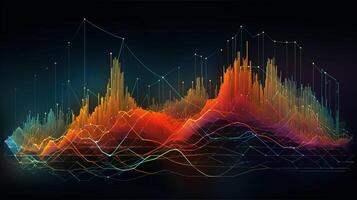 generativ ai, stock marknadsföra Diagram rader, finansiell Graf på teknologi abstrakt bakgrund representera finansiell kris, finansiell härdsmälta. teknologi begrepp, handel marknadsföra begrepp. foto