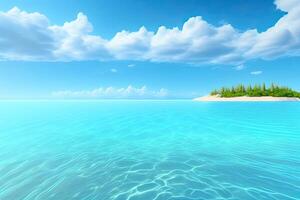 enkel marinmålning med blå vatten. tropisk sommar landskap bakgrund generativ ai foto