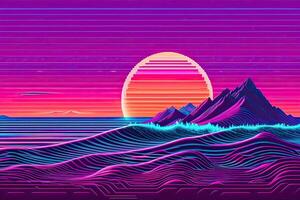 lila retrowave abstrakt bakgrund design generativ ai foto