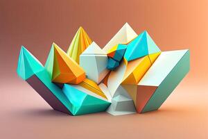 abstrakt geometrisk orange kub generativ ai foto