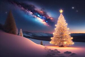 vinter- jul landskap med kopia Plats generativ ai foto