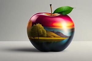 äpple tecknad serie design illustration generativ ai foto