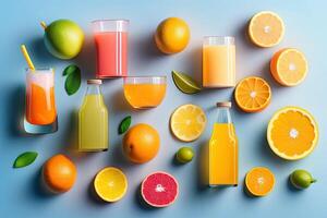 orange bakgrund platt lägga citrus- frukt generativ ai foto