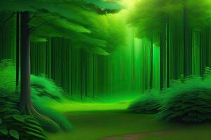 grön färgrik natur landskap bakgrund med kopia Plats. generativ ai konst foto