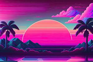 lila retrowave abstrakt bakgrund design generativ ai foto