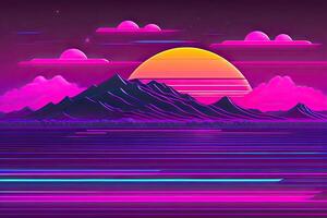 lila retrowave abstrakt bakgrund design generativ ai foto