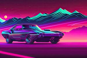 lila retrowave abstrakt bakgrund design generativ ai foto