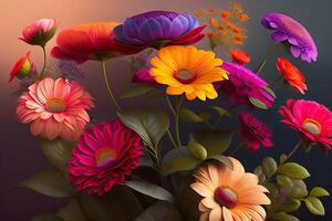 vibrerande blommor bakgrund generativ ai konst foto