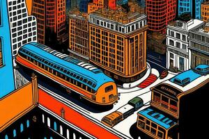 stad trafik transport tecknad serie design bakgrund foto