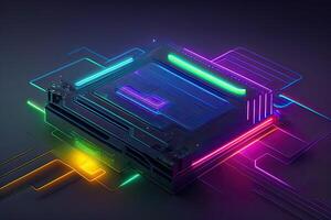 dator krets cyber neon generativ ai foto