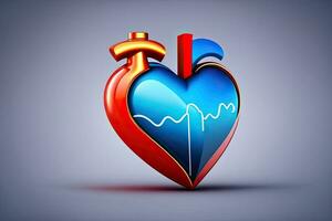 hjärta med kardiogram generativ ai foto