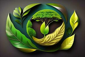 grön löv form eco vänlig jord generativ ai foto