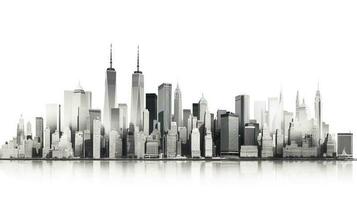 ett värld handel Centrum och skyskrapa, höghus byggnad i lägre manhattan, ny york stad, isolerat vit bakgrund med klippning väg, generera ai foto