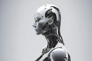 robot kvinna på vit bakgrund. skapas med generativ ai teknologi. foto