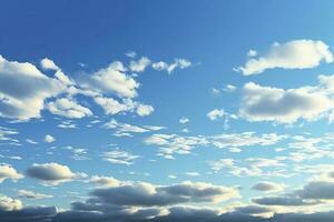 jord dag begrepp. blå himmel och vit moln, generera ai foto