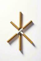 cigariller och torr tobak blad på trä- bakgrund, generera ai foto