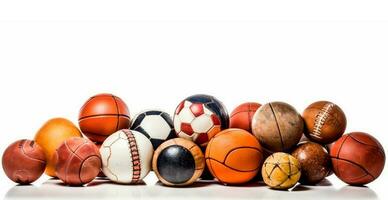 bollar av annorlunda sporter på vit bakgrund - ai genererad bild foto