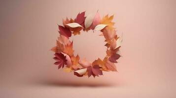 höst bakgrund med faller löv i pastell färger. illustration ai generativ foto