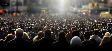 folkmassan i de stad. begrepp av värld befolkning dag. ai genererad foto