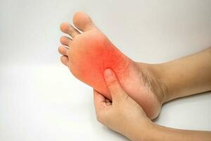 inflammation på enda. begrepp av fot smärta. foto