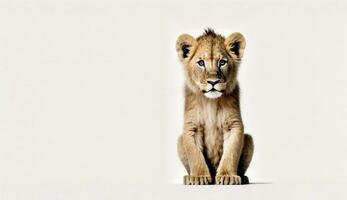 liten lejon isolerat på vit bakgrund - generativ ai foto