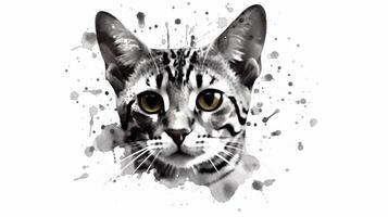 bengal katt digital vattenfärg målning på vit bakgrund. generativ ai foto