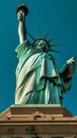 staty av frihet i ny york stad, usa. de staty är de symbol av de förenad stater. foto